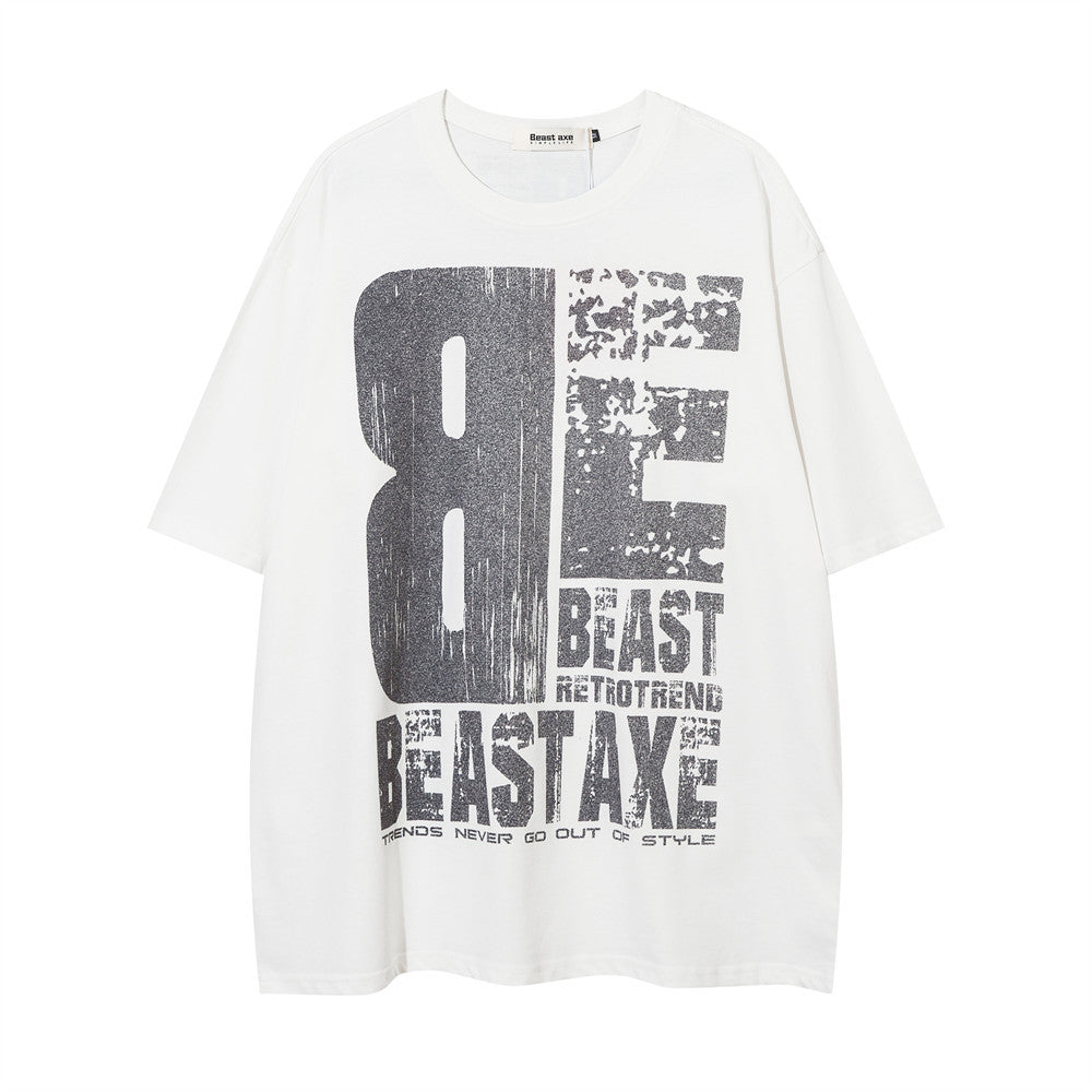 Large-Area Printed Letter Short Sleeve